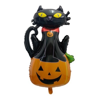 بادکنک فویلی  طرح گربه هالووین
